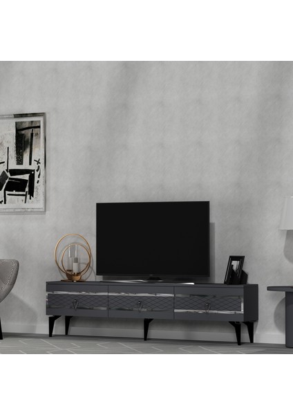 Ipekct 180 cm Tv Sehpası Antrasit-Gümüş modelleri