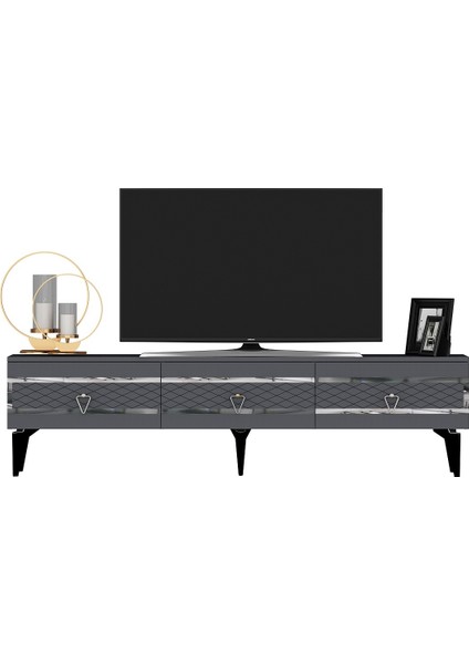 Ipekct 180 cm Tv Sehpası Antrasit-Gümüş indirimleri