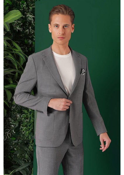 Comfort Fit Torba Cep Pötikare Gofre Kumaş Esnek Casuel Füme Ceket C 669 modelleri