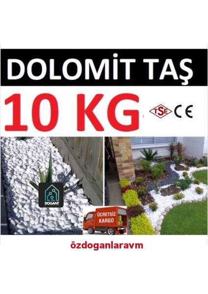 Dolomit Bahçe Dekor Peyzaj Beyaz Taş Dere Çakıl Taşı 10 kg