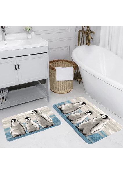 Dijital Baskı Modern Banyo Halısı Ikili Banyo Paspası LNA5090 100X60+60X50 cm