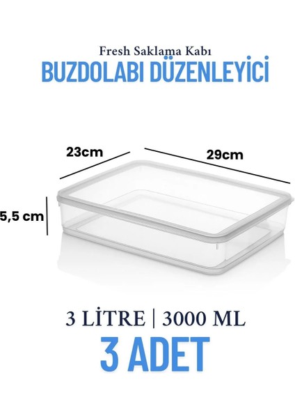 3 Adet Vakumlu Sızdırmaz Erzak Fresh Saklama Kabı Seti 3 Litre - Şeffaf - Buzdolabı Düzenleyici indirimleri