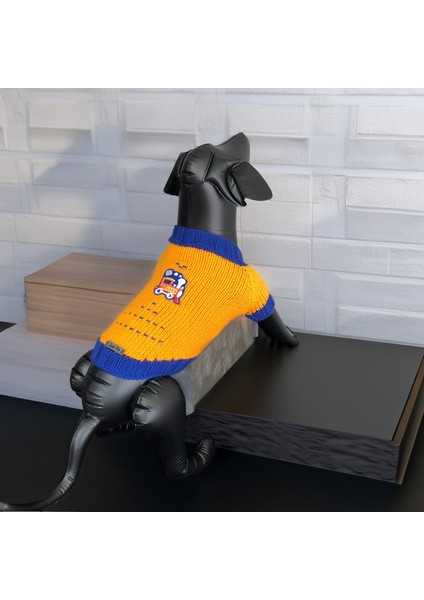 Köpek Için Lokomotifli Turuncu Mavi Kazak indirimleri