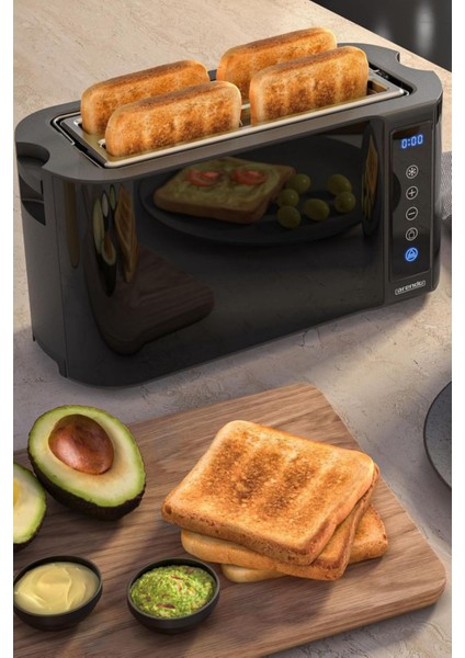 4 Dilimlik Uzun Slotlu Ekmek Kızartma Makinesi Dokunmatik Panel, 7 Seviyeli fiyatları