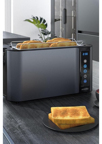 4 Dilimlik Uzun Slotlu Ekmek Kızartma Makinesi Dokunmatik Panel, 7 Seviyeli fiyatları