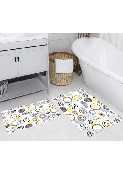Dijital Baskı Modern Banyo Halısı Ikili Banyo Paspası LNA5257 100X60+60X50 cm