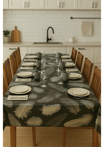 Lüks Leke Tutmaz Kolay Silinebilir Masa Örtüsü Dekoratif Muşamba Sofra Bezi