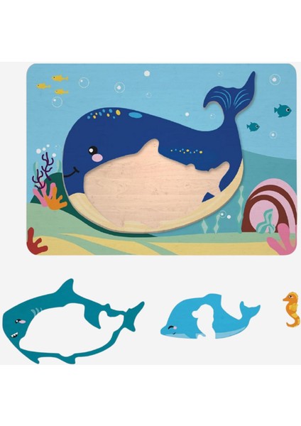 Ahşap Deniz Temalı Puzzle 5 Parça Eğitici ve Ekolojik Oyuncak 18 Ay+ fiyatları