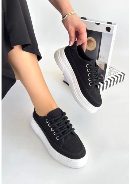 Carin Siyah Keten Bağcıklı Spor Ayakkabı fiyatları