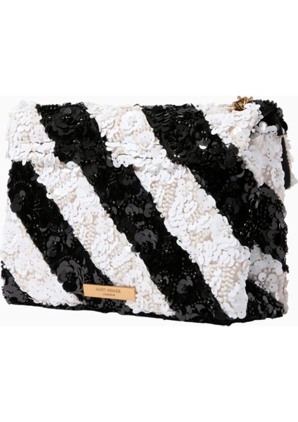 Sequins Medium Kensington Bag, Lüks Payetli ve Deri Çanta fırsatları