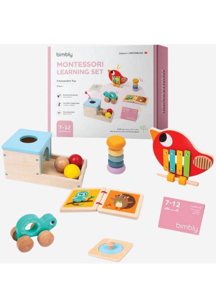 7-12 Aylık Bebek Montessori Oyuncak Seti, Ksilofon ve Kaplumbağa Araba