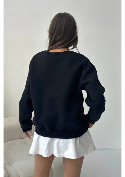 Kadın 2 Iplik Pamuklu Siyah Sweatshirt NBG103 indirimleri