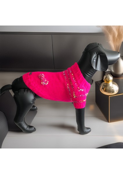 Köpek Için Papyon Süslü Pembe Kazak modelleri