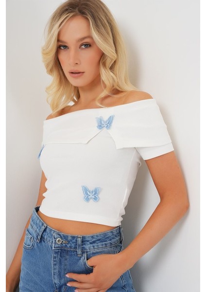 Madonna Yaka Kelebek Detaylı Bluz 957 - Beyaz fırsatları