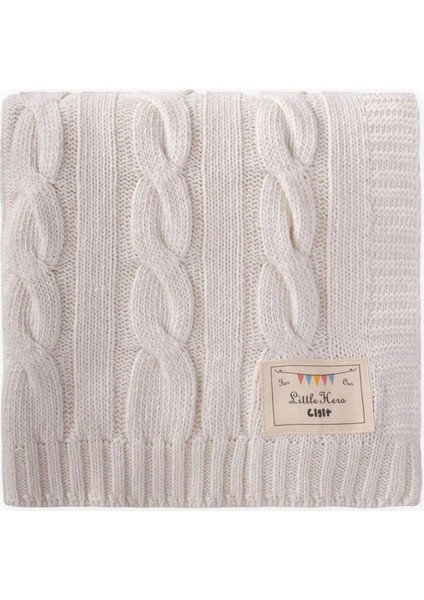 Saç Örgü Triko Battaniye 80X100 cm (+/-5 Cm) Naturel