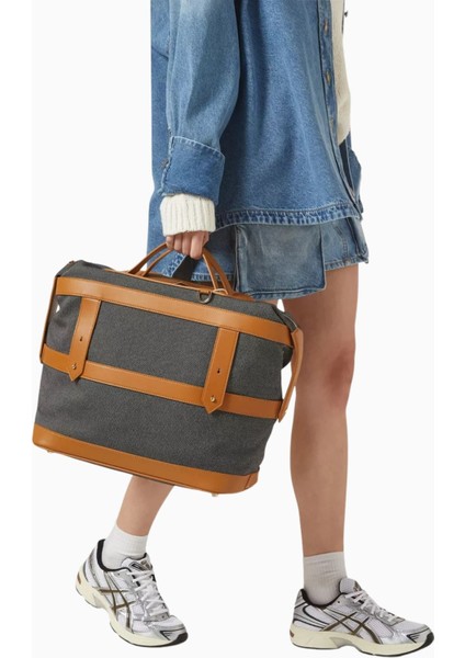 Weekender Bag Ecocraft Canvas Sandstone Black Hafta Sonu Çantası indirimleri