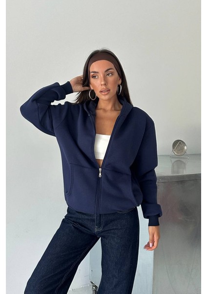Kadın Fermuarlı Kapüşonlu Pamuklu Sweat NBG106 modelleri