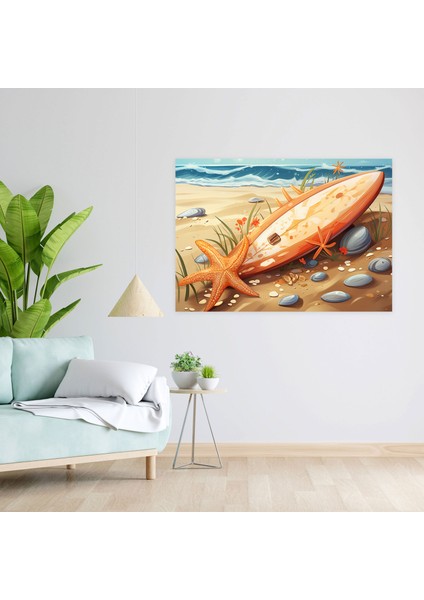 Sahil Kenarı Sörf Tahtası Duvar Sanatı - Sörf Tuval Duvar Sanatı modelleri