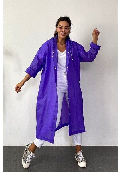 Kadın Erkek Yağmurluk Kapüşonlu Çıtçıtlı Eva Mor Yağmurluk BYMMRC881R09 fırsatları
