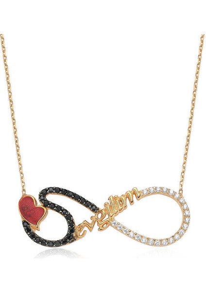 Gümüş Sevgilim Yazılı Sonsuzluk Bayan Kolye