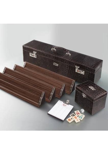 Büyük Boy Elit Deri Lüks Çantalı Tahta Ağaç Ahşap Kemik Taşlı Okey Takımı 43 cm Hediyeli fiyatları