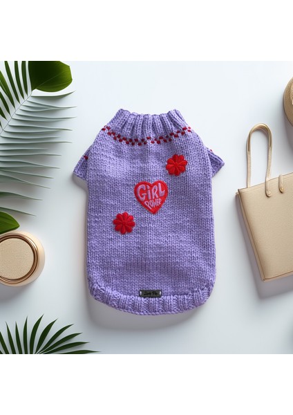 Köpek Için Girl Power Eflatun Kazak