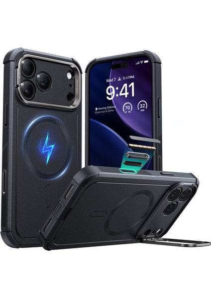 Apple iPhone 17 Pro Max Cyber Tough Magsafe Ekstra Kamera Korumalı Standlı Zırhlı Kapak Kılıf