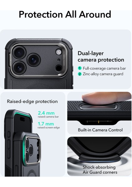 Apple iPhone 17 Pro Max Cyber Tough Magsafe Ekstra Kamera Korumalı Standlı Zırhlı Kapak Kılıf modelleri