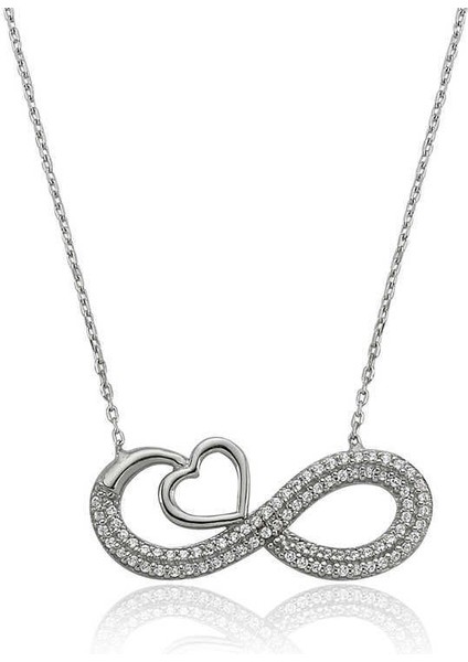 Gümüş Kalpli Sonsuzluk Bayan Kolye