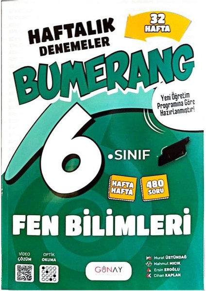 6.sınıf Bumerang Fen Bilimleri Haftalık Deneme-Yeni Müfredat Yeni Baskı-