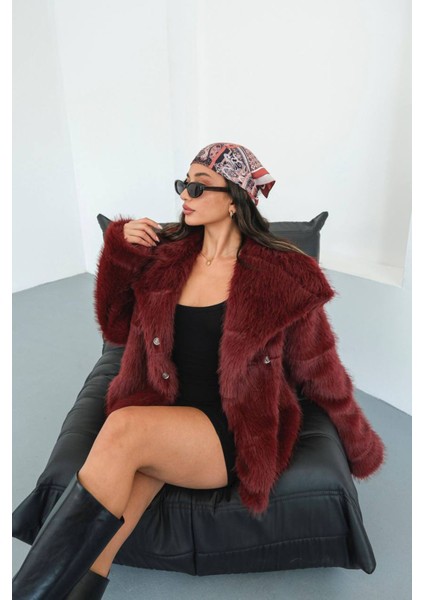 Kadın Bordo Astarlı Kürk Kaban NBMYLK32 fırsatları