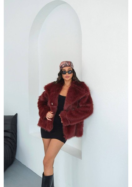 Kadın Bordo Astarlı Kürk Kaban NBMYLK32 indirimleri