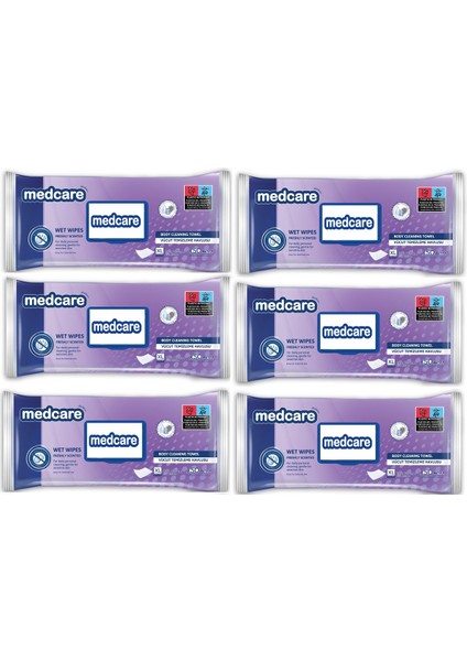 Xlarge Boy Vücut ve Perine Temizleme Havlusu 30x30 cm Ekstra Kalın 50'li 6 Paket