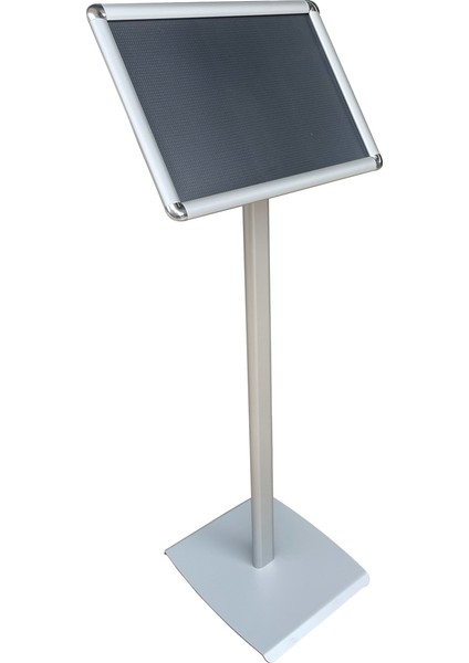 A4 21X29.7 Rondo Köşeli Menü ve Bilgilendirme Panosu Eloksal Gri Tek Ayaklı Reklam Panosu fiyatları