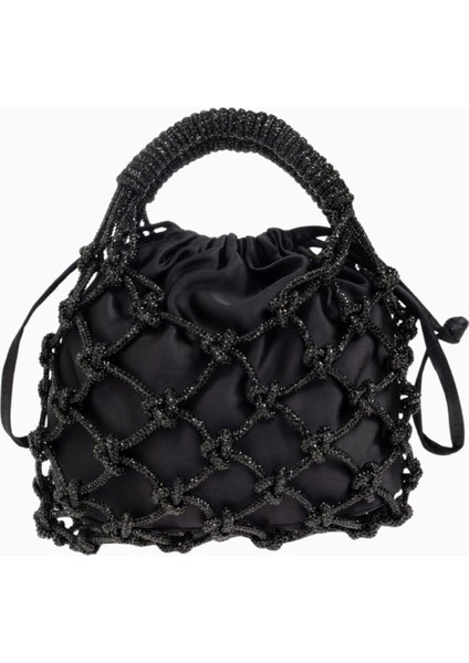Small Macrame Crystal Siyah El Çantası modelleri