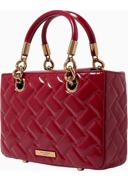 Square Kensington Bag, Rugan Deri, Şık ve Yapılandırılmış Tasarım