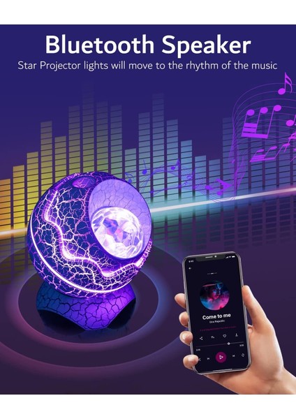 Kumandalı Dinozor Bluetooth Hoparlör Müzik Masa ve Gece Lambası Galaxy LED Projektör Işık Dinazor Yumurtası fırsatları