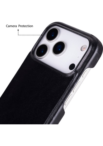 Apple iPhone 17 Pro Için, Hakiki Deri, El Yapımı Kılıf, Magsafe ile Uyumlu, Iç Yüzeyi Kadife, Kömür Siyah fırsatları