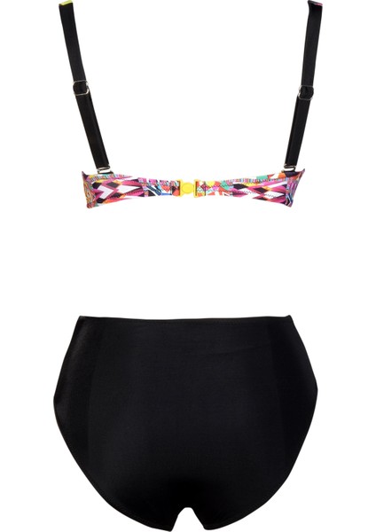 Beria Kadın Pembe Geometrik Desenli Toparlayıcı Askılı Bikini Takımı fiyatları