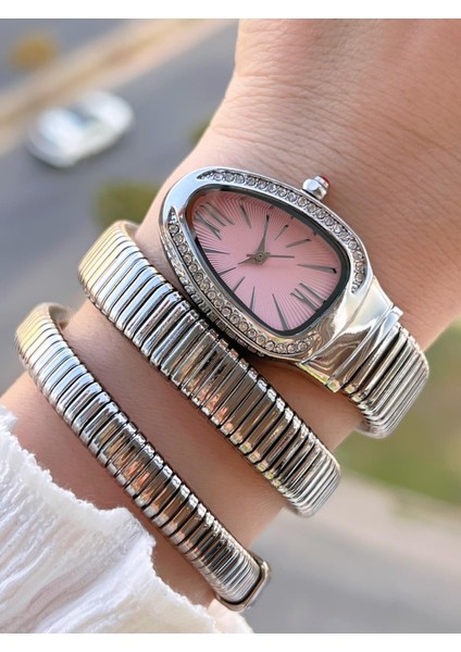 Dolamalı Yılan Model Özel Tasarım Vintage Seri Kadın Kol Saati CL.Y001.M2