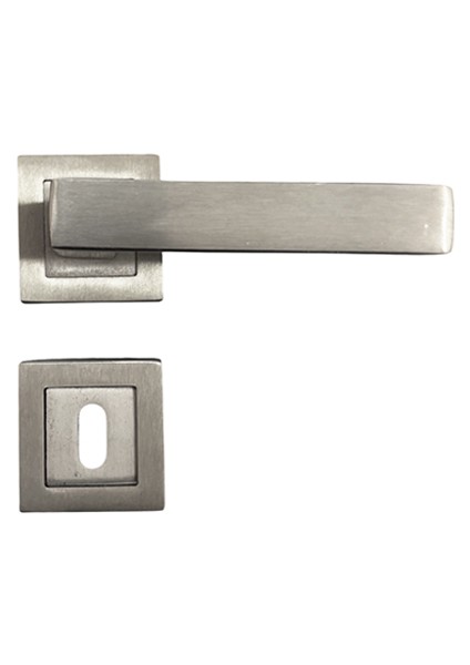 Konak Kare Rozet Saten Oda Kapı Kolu, Modern Tasarım, Dayanıklı Malzeme, Iç Mekan Uyumlu