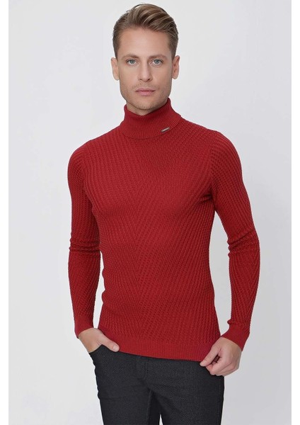 Tr 848 Slim Fit Bordo Klasik Triko