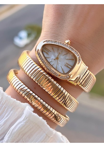 Dolamalı Yılan Model Özel Tasarım Vintage Seri Kadın Kol Saati CL.Y001.M5