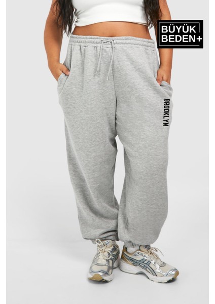 Kadın Büyük Beden Paça Lastikli Brooklyn Baskılı Ince Eşofman Altı SPR25EAK53 fiyatları