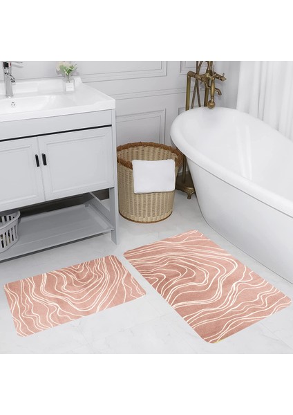 Dijital Baskı Modern Banyo Halısı Ikili Banyo Paspası LNA5205 100X60+60X50 cm