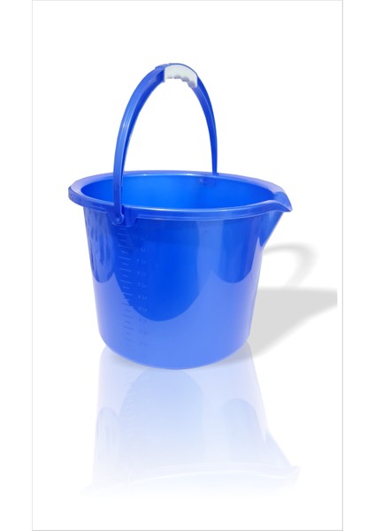 Büyük Saplı 12 Lt. Parlak Yüzey Sağlam Mavi Beher Araba Yıkama Bahçe Su Boya Balıkçı Kovası Kabı