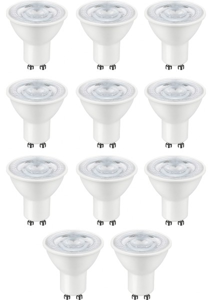 -121/B.30 10’lu 7W GU10 LED Çanak Ampul Seti 3000K Günışığı Mercekli 540lm Yüksek Verimli Aydınlatma