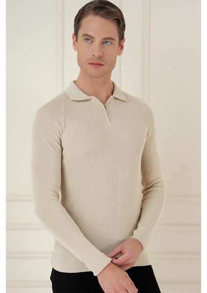 Tr 878 Triko Slim Fit Bej Basic modelleri