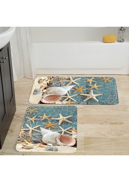 Dijital Baskı Modern Banyo Halısı Ikili Banyo Paspası LNA5012 100X60+60X50 cm