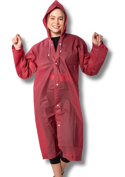 Kadın Erkek Yağmurluk Kapüşonlu Çıtçıtlı Eva Bordo Yağmurluk BYMMRC881R07 fiyatları